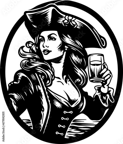 Pirate Girl holding glass