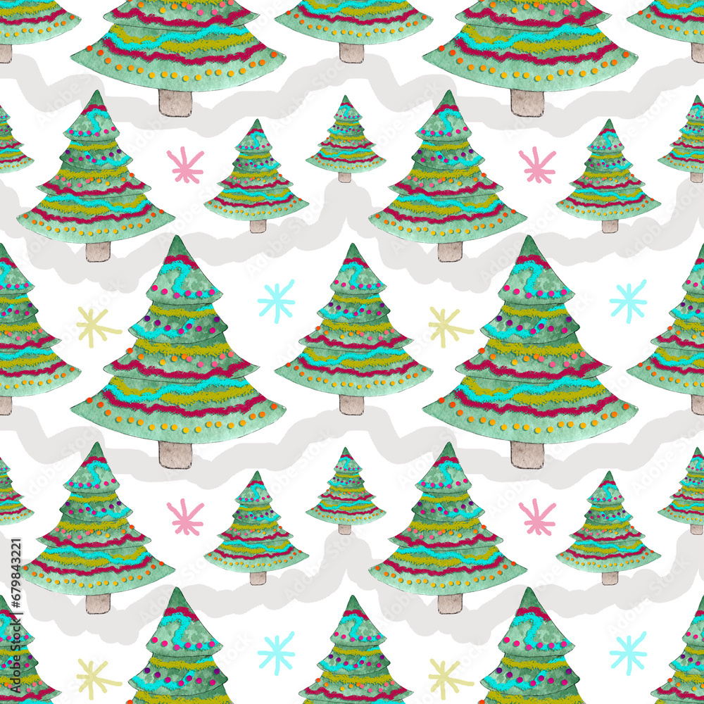 Obraz premium Christmas Tree Seamless Pattern