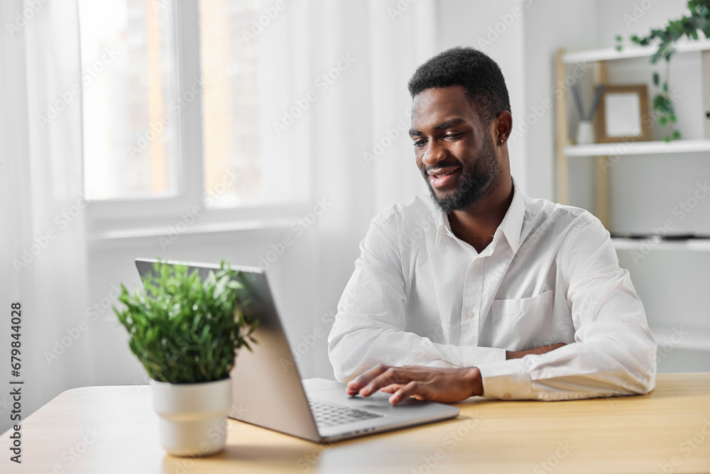 man freelancer job american education computer online laptop office student modern african man freelancer job american education computer online laptop office student modern african