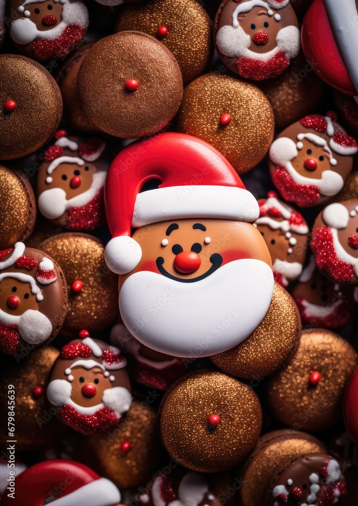 Many perfect happy gingerbread christmas cookies, baking concept. Generative Ai.