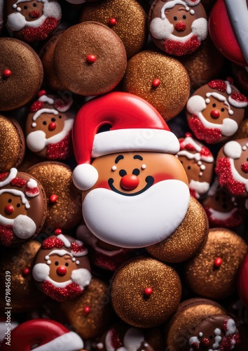 Many perfect happy gingerbread christmas cookies, baking concept. Generative Ai.