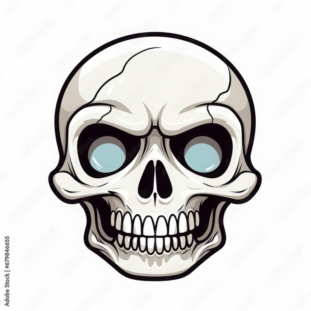 Fototapeta premium skull cartoon on white background isolated.