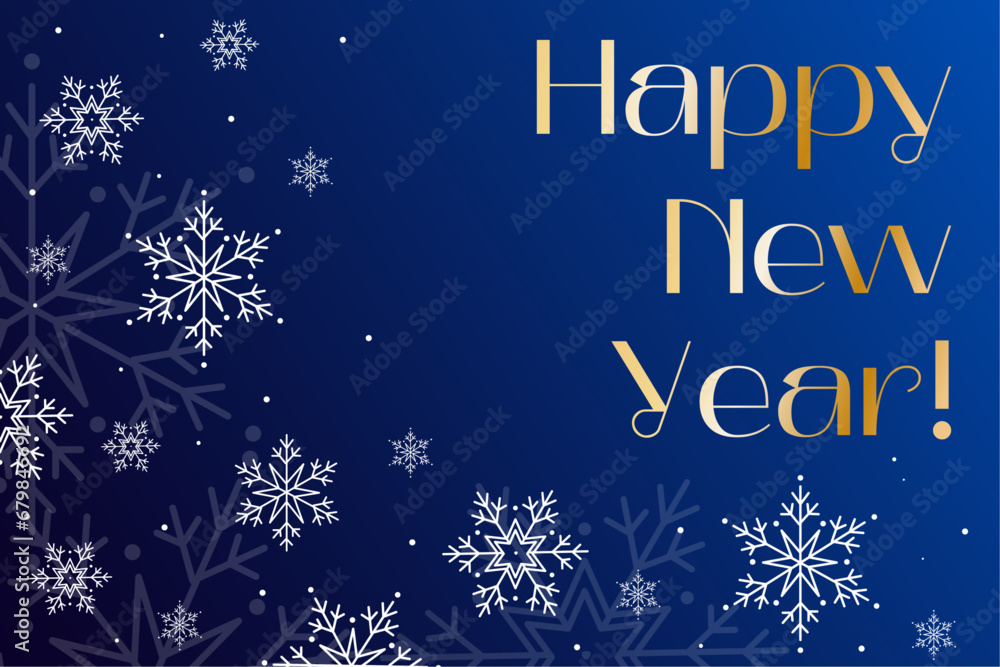 A wishing card or banner with snowlakes and  happy New Year, vector illustration
