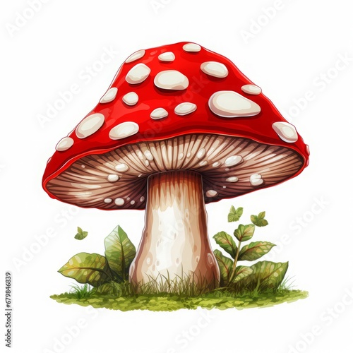 cartoon red poisonous mushroom.