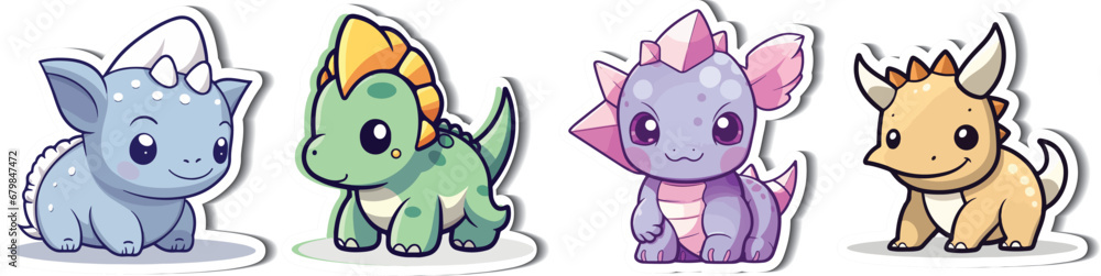 Fototapeta premium Triceratops Illustration in Vector Format. Experience the delight of our Triceratops illustration in vector format. Perfect for creating eye-catching designs with ease.