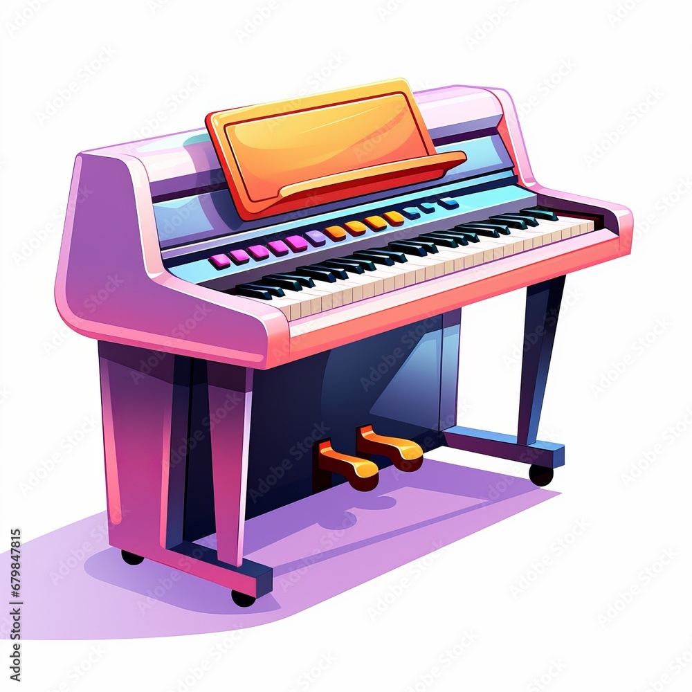 Fototapeta premium cartoon piano on white background.