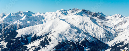 View from the Penken Mountain, Mayrhofen ski resort , to the Eggalm ski resort photo