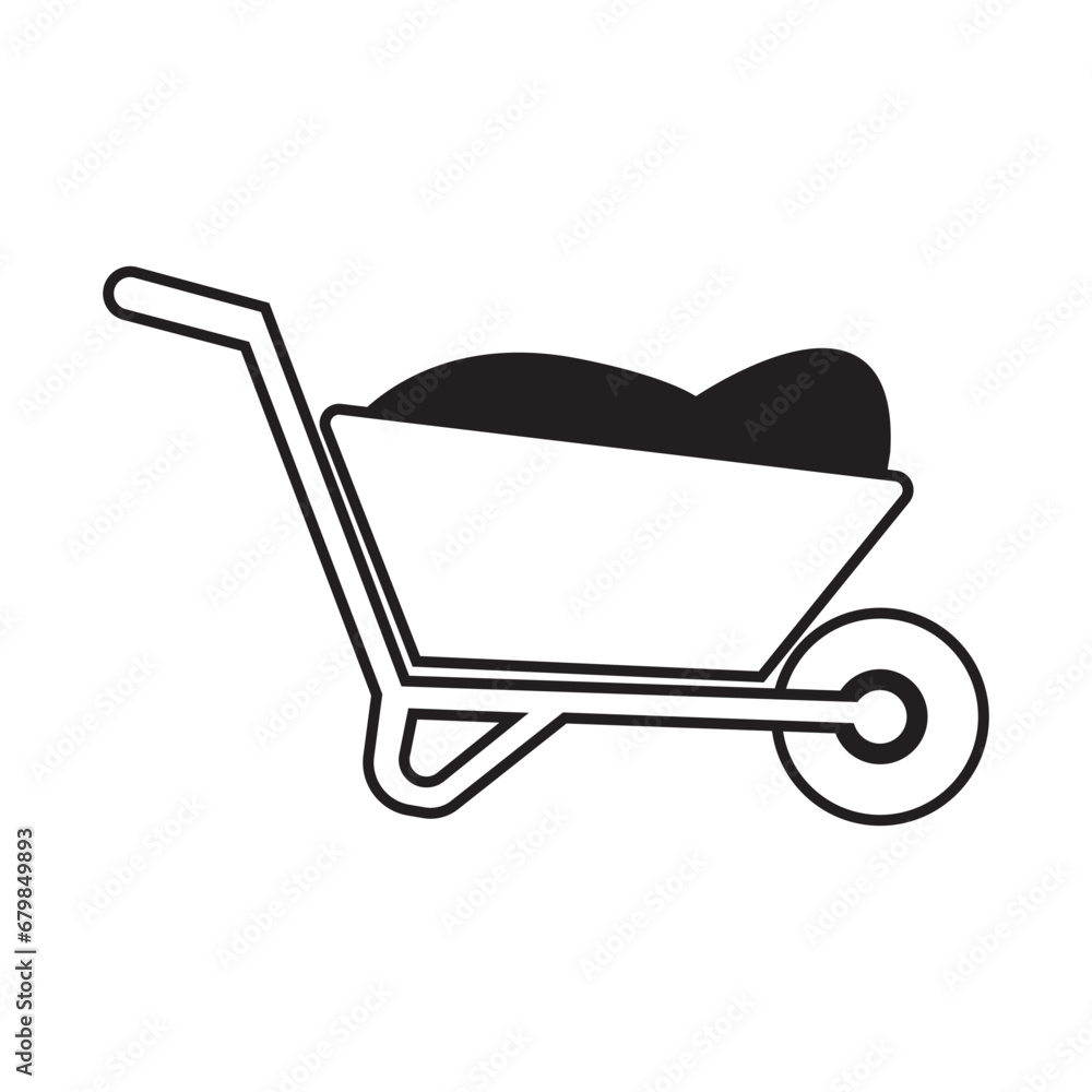 wheelbarrow icon logo vector design template wheelbarrow icon logo vector design template