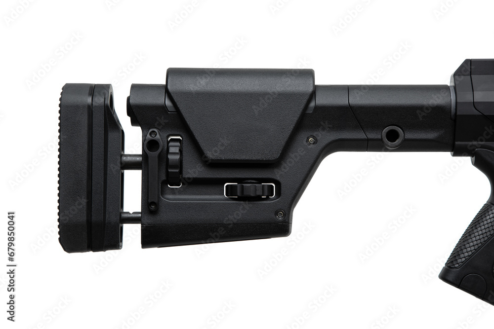Modern automatic rifle isolated on white. Weapons for police, special forces and the army. Automatic carbine with mechanical sights. Modern automatic rifle isolated on white. Weapons for police, special forces and the army. Automatic carbine with mechanical sights.