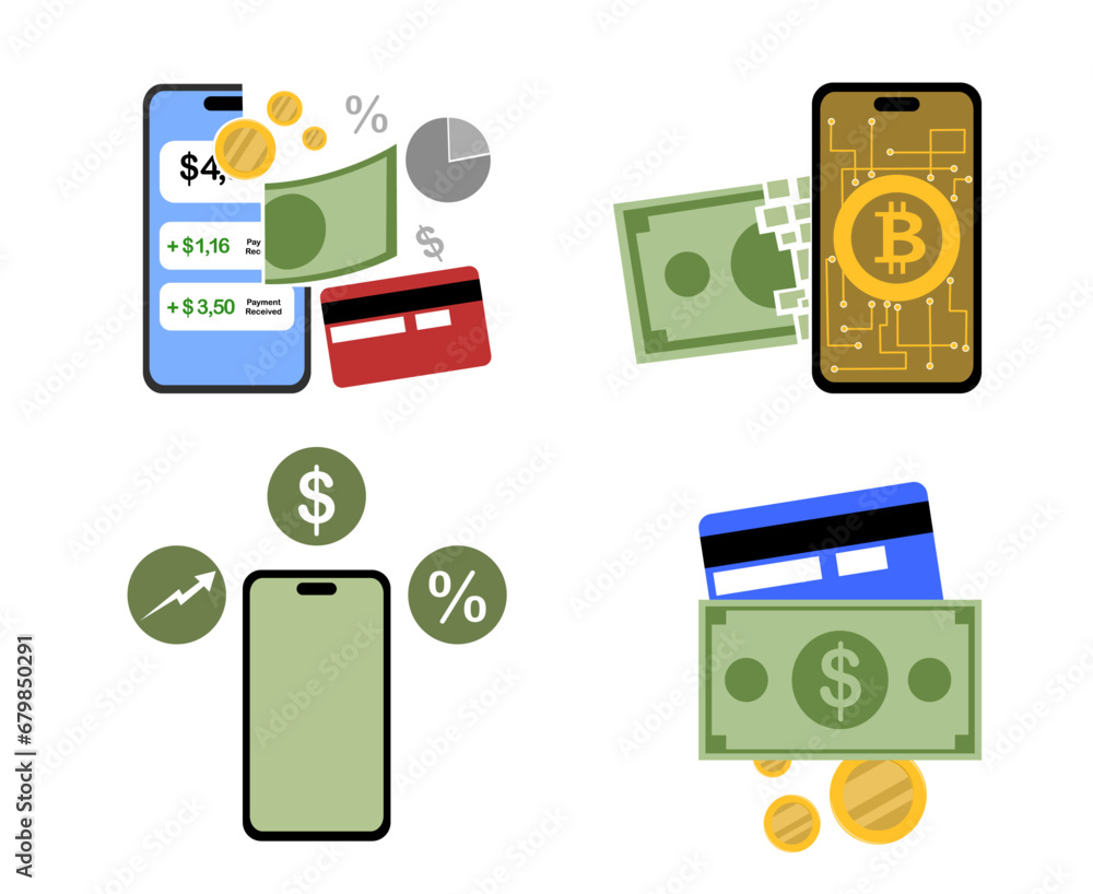 Vector financiero, concepto de finanzas, vector de cuentas bancarias