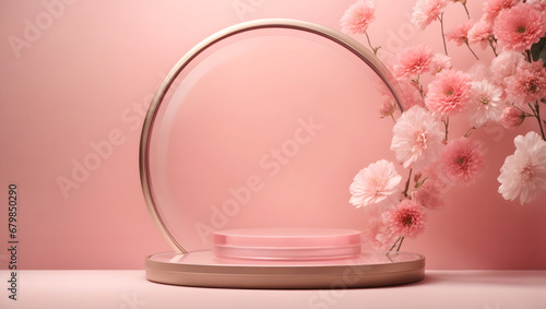 Elegant 3D Floral Display in Pastel Pink for Beauty Showcase