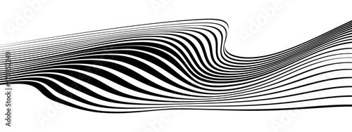 abstract black and white vector wave background. 