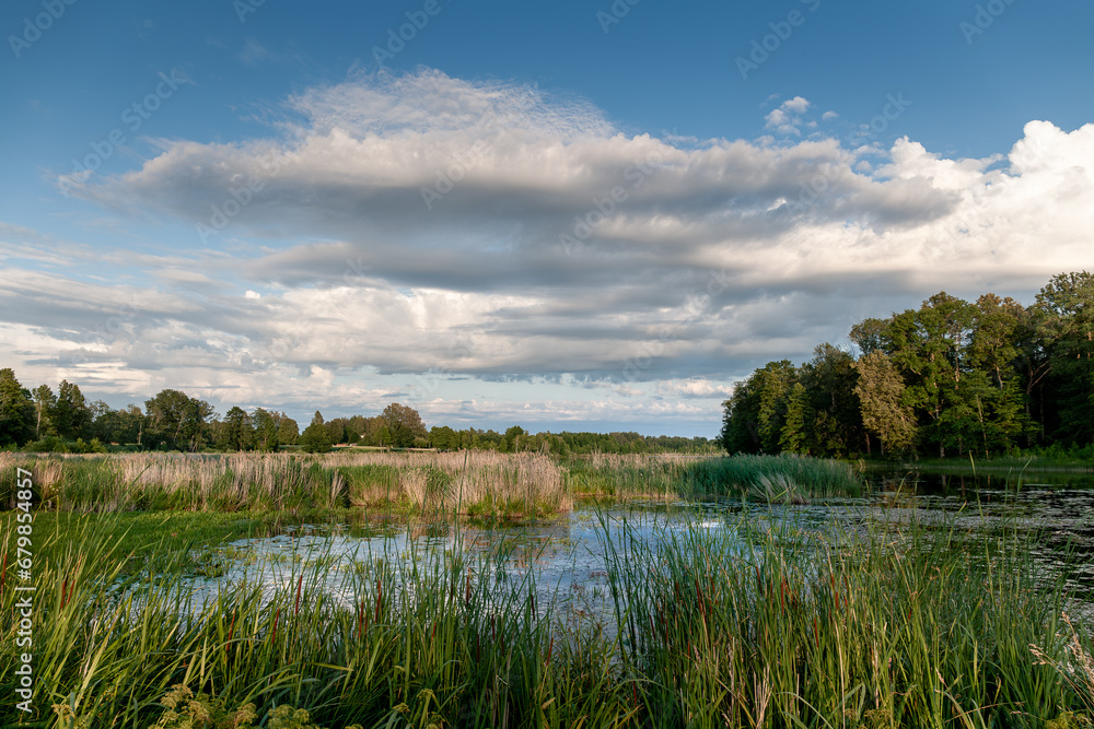 landscape with lake and clouds landscape with lake and clouds
