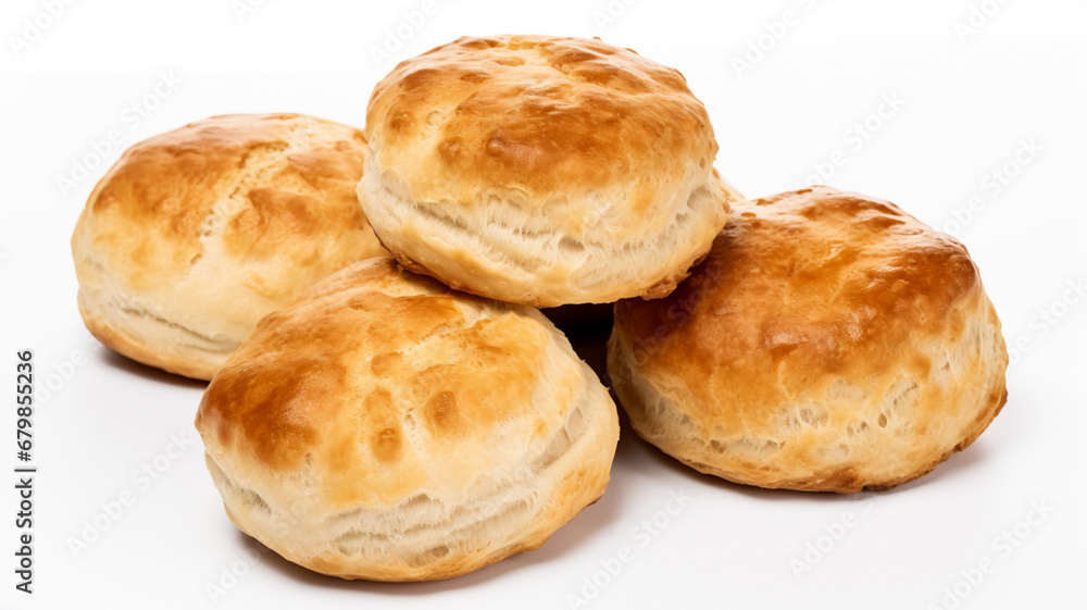 Tasty scones prepared on soda water isolated on white. AI Generative.