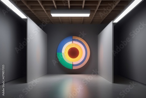 empty interior with colorful objects empty interior with colorful objects empty abstract room i