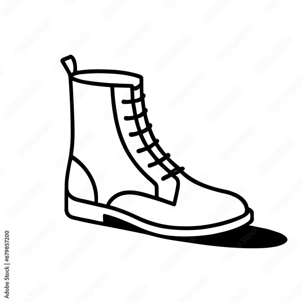 Boots icon. Black lace-up boots in flat design. Boots icon. Black lace-up boots in flat design.
