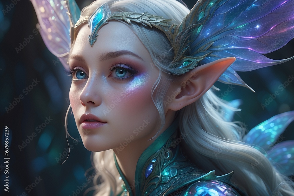 Enchanted Elegance: Portrait of a Radiant Elven Faerie in a Magical Woodland Enchanted Elegance: Portrait of a Radiant Elven Faerie in a Magical Woodland