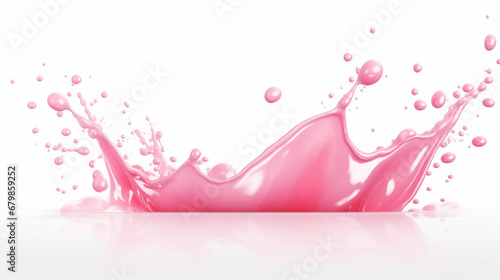 strawberry milk wave splash with splatters and drops, strawberry milk splash and pour. generative ai photo