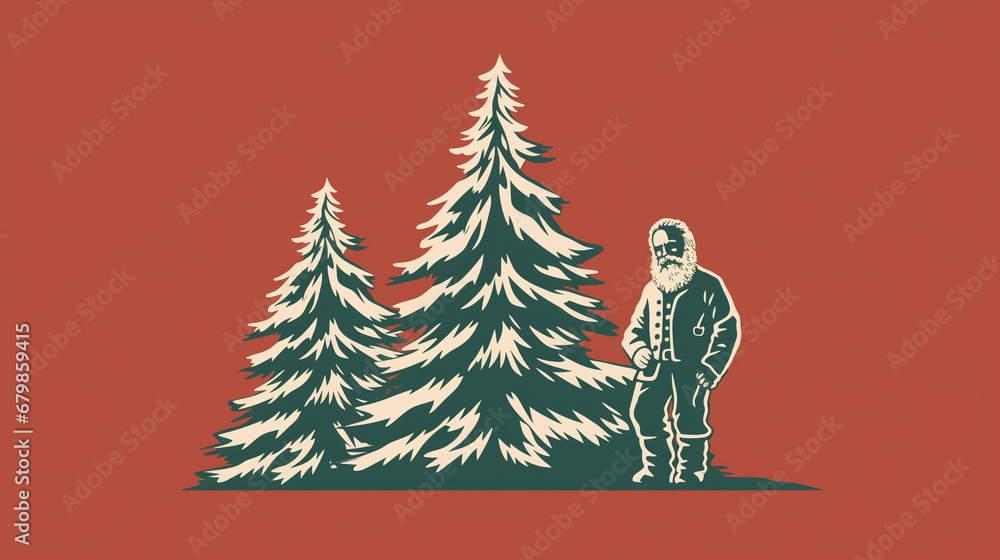 Naklejka premium 2024 new year christmas, classic illustration
