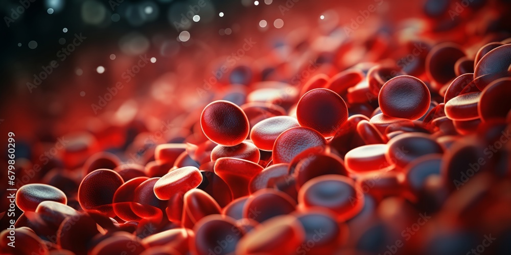 Close-up red blood cells flowing through vein - obrazy, fototapety, plakaty 