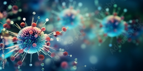 3d illustration of a virus, pathogenic viruses causing infection. Virus abstract background. Generated by AI © D.Myts