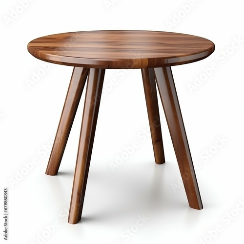 Sleek Design  Modern Wooden Side Table Isolated on White Background. Generative ai
