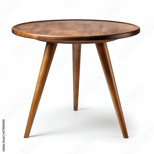 Sleek Design: Modern Wooden Side Table Isolated on White Background. Generative ai