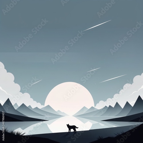 dog on mountain with moondog on mountain with moon wild wolf in mountains