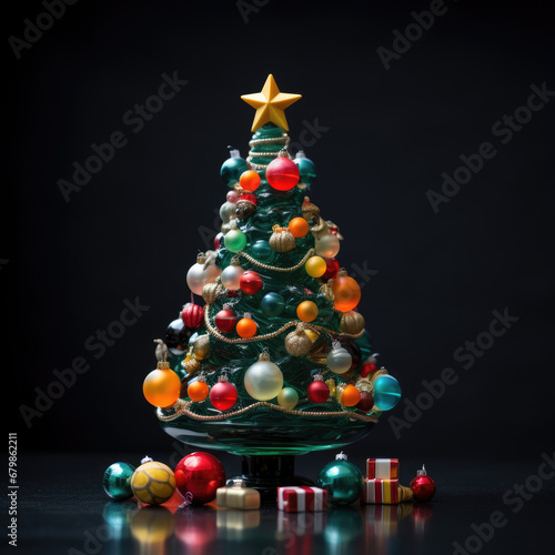 Beautiful decorated snowed in christmas tree Generative AI technology