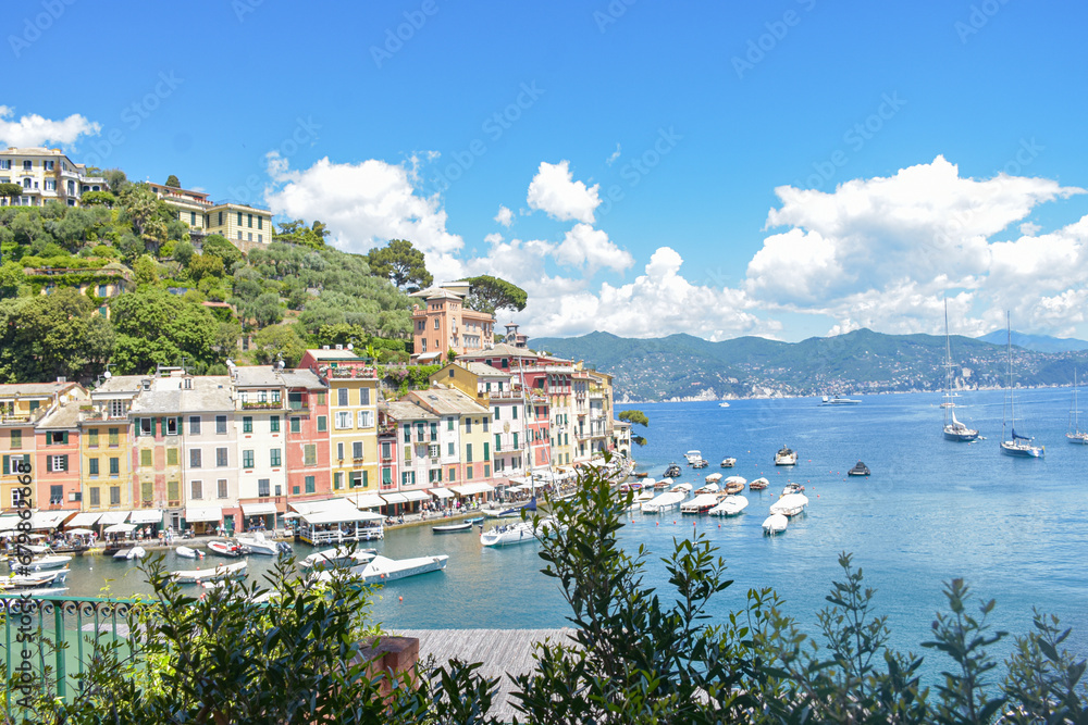 View to the colorful architecture in Portofino, Italy 