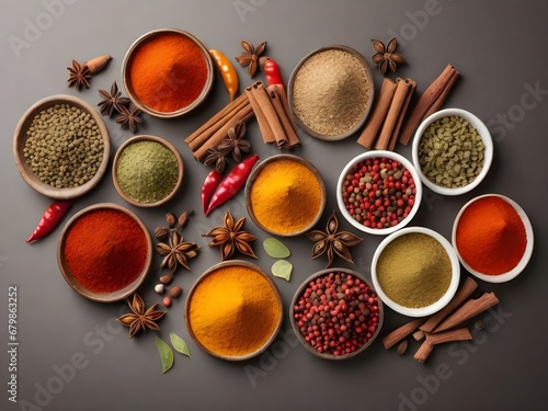 Indian colorful spices with copy space for text
