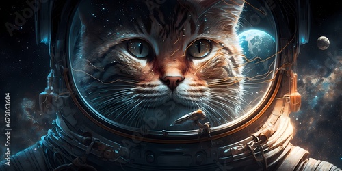 Cat in space.Generative AI