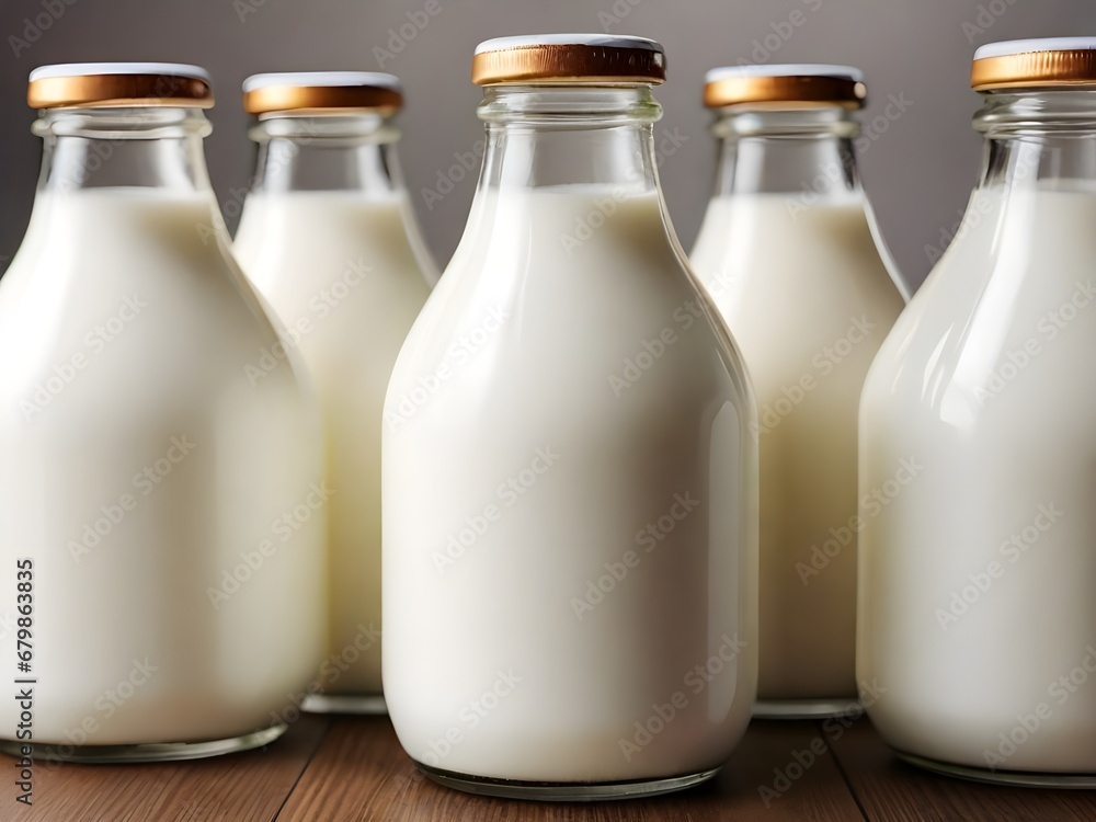 glass bottles of fresh milk zoom close up view glass bottles of fresh milk zoom close up view