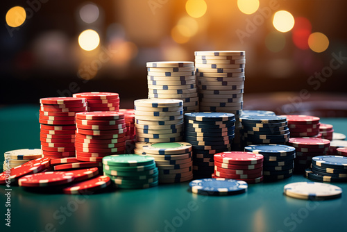 Pokerchips auf einem großen Stapel (Durch AI generiert)