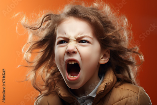 Schreiendes wütendes Kind mit offenem Mund (Durch AI generiert)