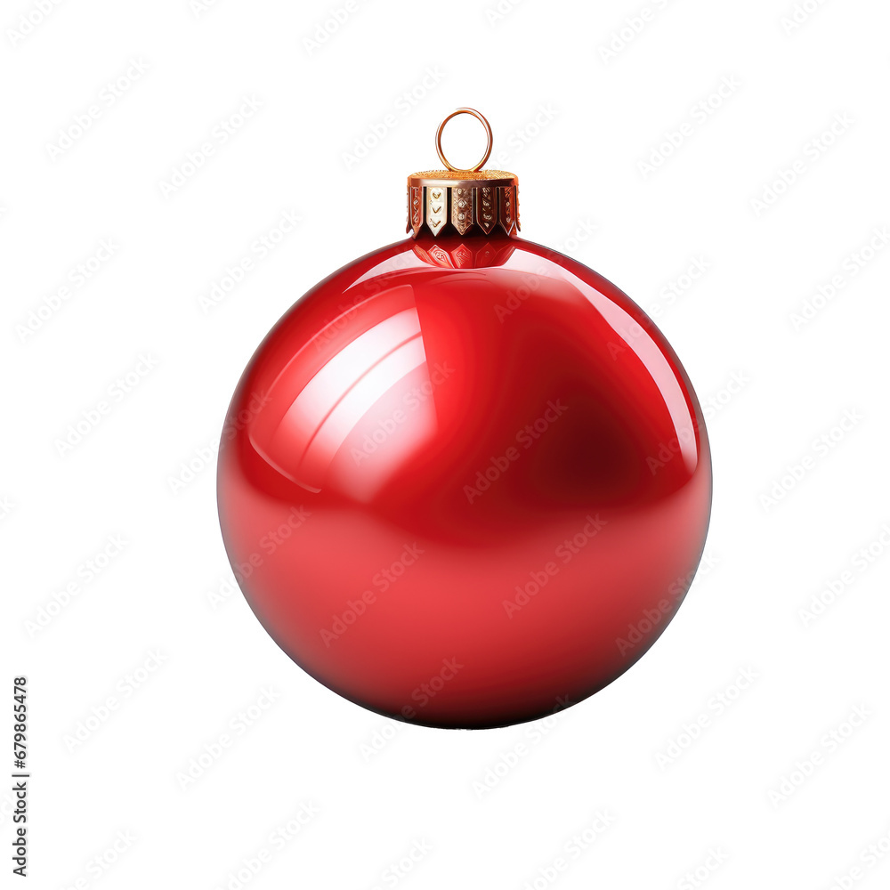 Red Christmas ball isolated on transparent background. Generative ai Red Christmas ball isolated on transparent background. Generative ai