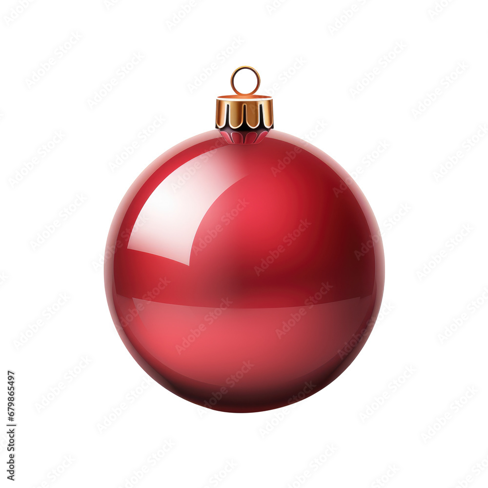 Red Christmas ball isolated on transparent background. Generative ai Red Christmas ball isolated on transparent background. Generative ai