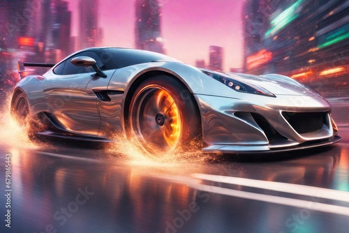 image of a sports car. image of a sports car. 3d rendering of a brand - less generic concept ca