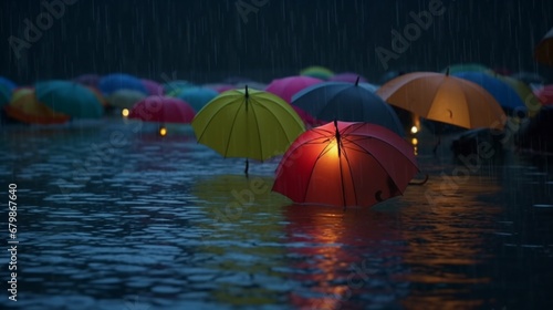 People in rain-affected areas spend their lives using umbrellas Ai generated art