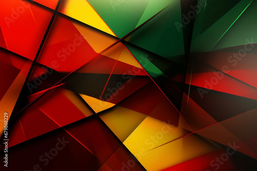 Abstract geometric black, red, yellow, green color background