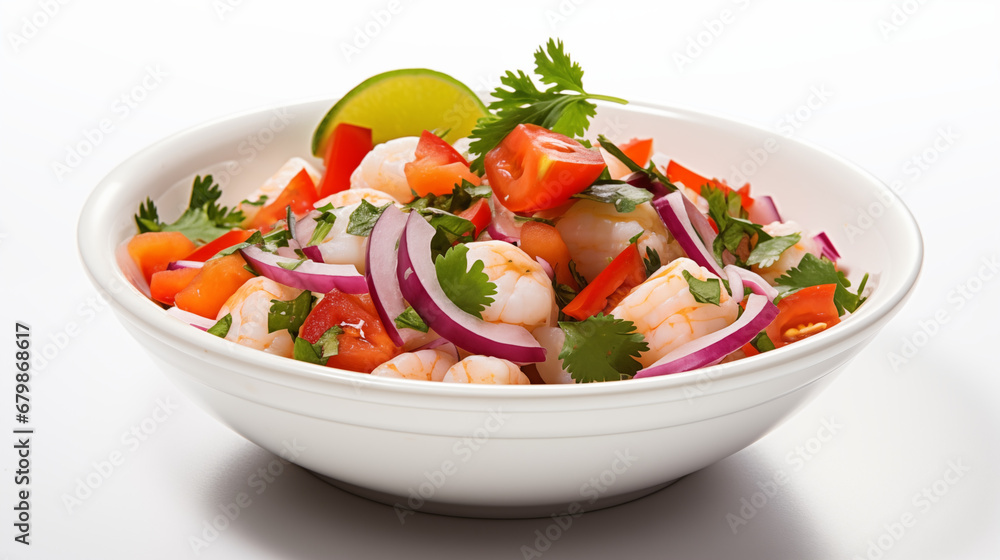 ceviche in a bowl isolated on white ceviche in a bowl isolated on white