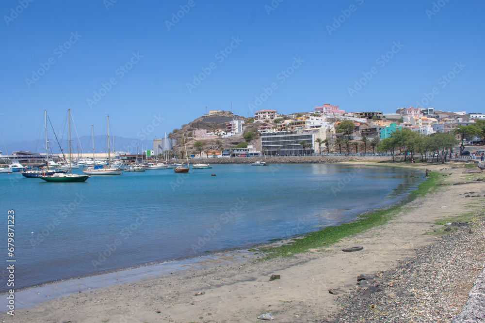 View of Laginha beach in Mindelo city in Sao Vicente Island in Cape Verde