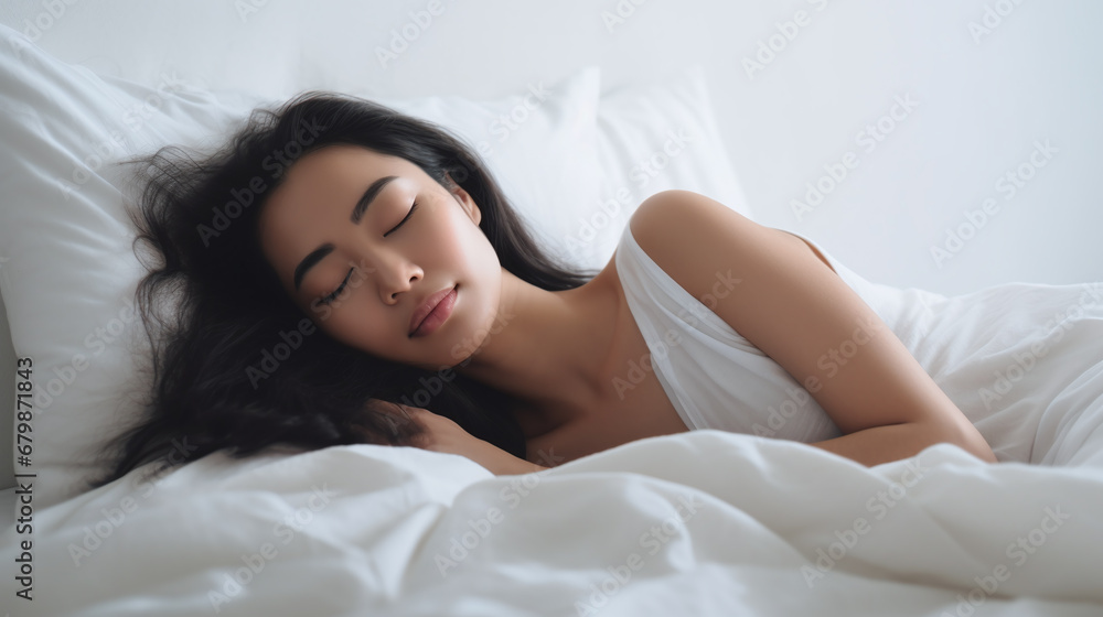 portrait of a woman sleeping in bed portrait of a woman sleeping in bed