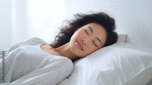portrait of a woman sleeping in bed