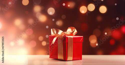 Wallpaper Mural Christmas gift in the evening at home. Created with Generative AI Torontodigital.ca