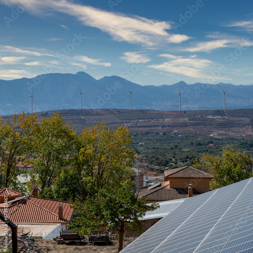 Solar panels and wind energy mills in the Granada town of Nigüelas (Spain) © Miguel Ángel RM