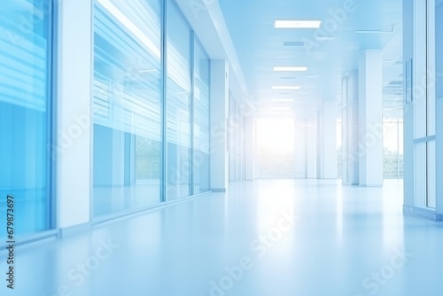 Abstract blur beautiful luxury hospital and clinic interior, blur image background of corridor in hospital © Anatolii