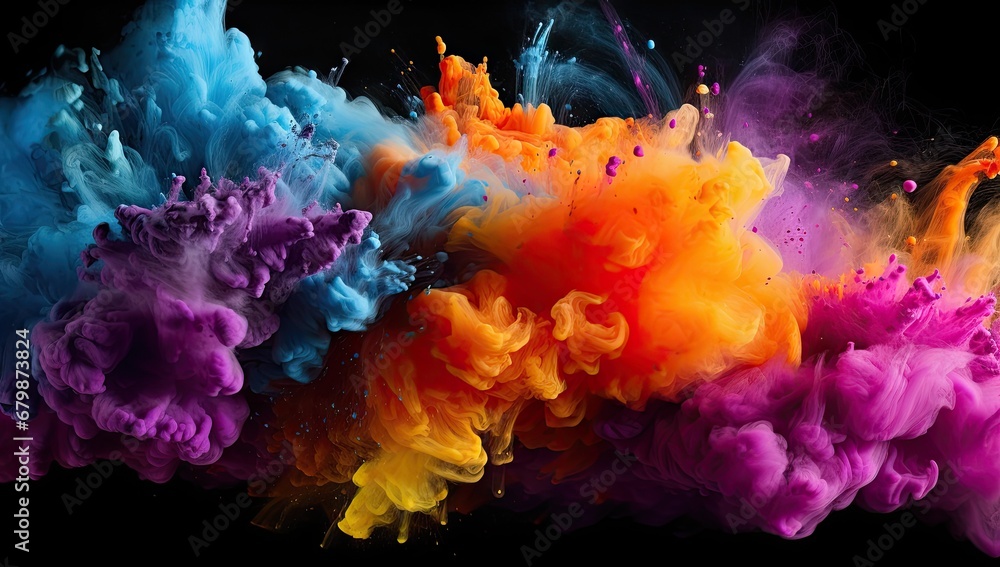 Fototapeta premium colorful powder on black Generative AI