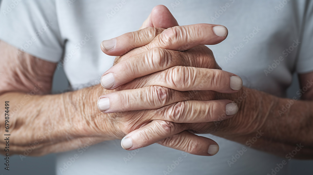 hands of the elderly person - obrazy, fototapety, plakaty 