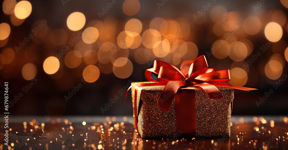 Christmas gift in the evening at home. Created with Generative AI Christmas gift in the evening at home. Created with Generative AI